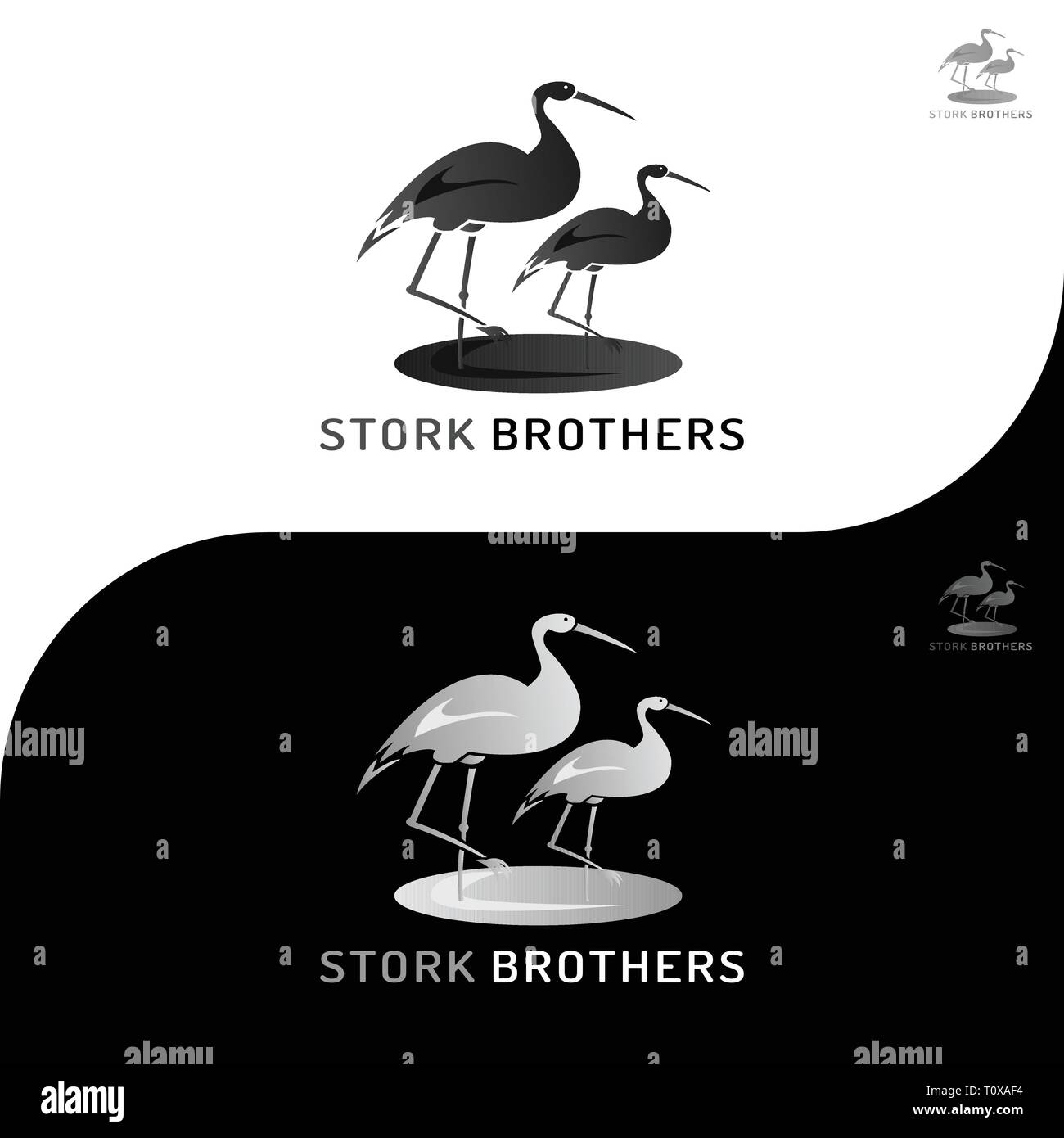 Questo logo è una foto di Stork fratelli. Questo logo è bene utilizzare come un logo aziendale o varie altre imprese creative come necessario. Illustrazione Vettoriale