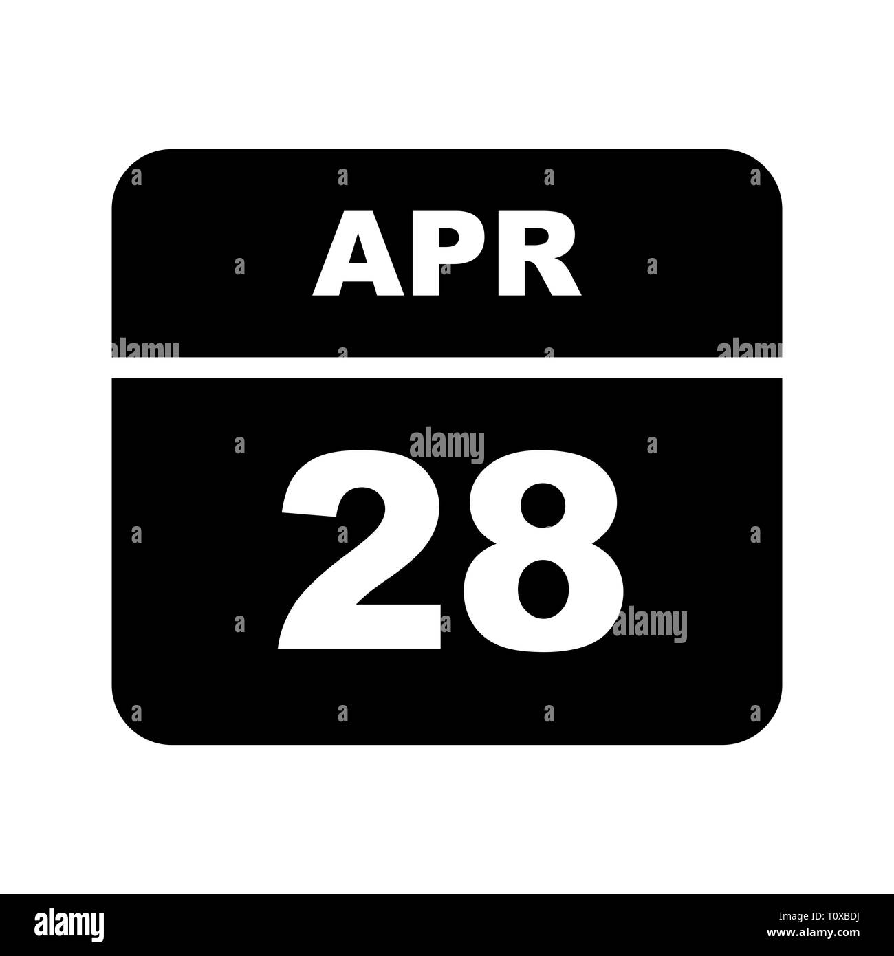 Il 28 aprile la data in un unico giorno calendario Foto Stock