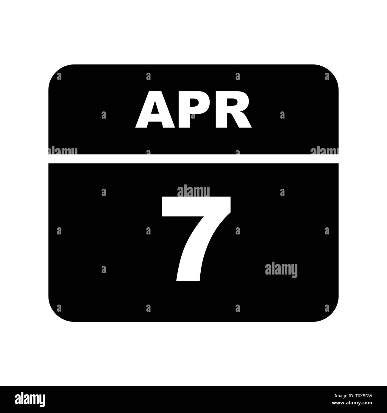 7 aprile Data in un unico giorno calendario Foto Stock