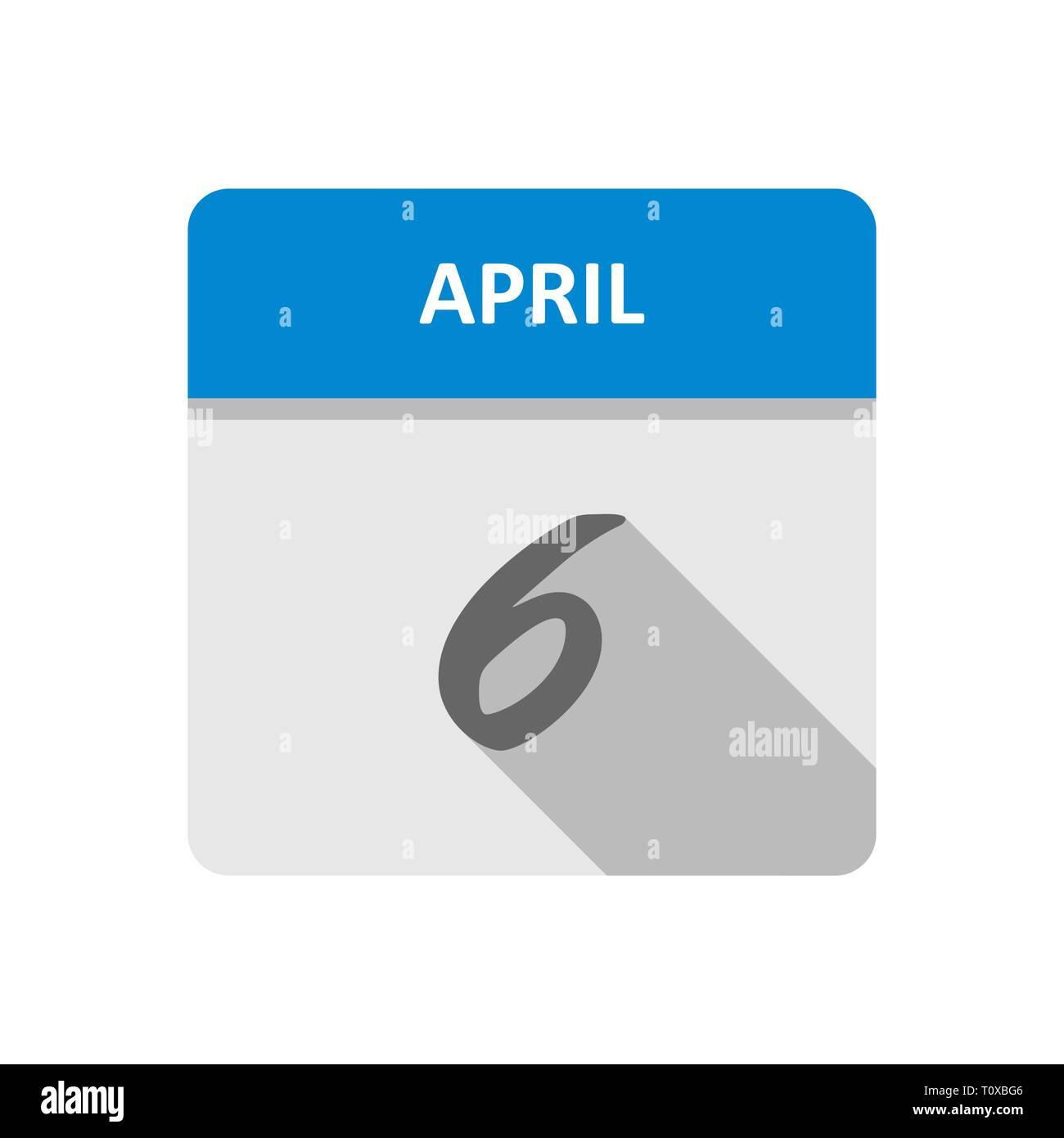 6 aprile Data in un unico giorno calendario Foto Stock