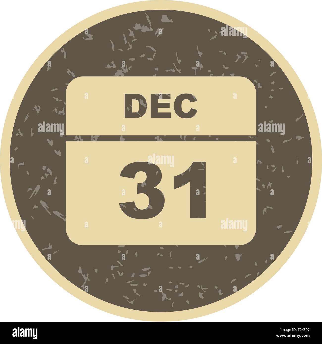 31 dicembre Data in un unico giorno calendario Foto Stock