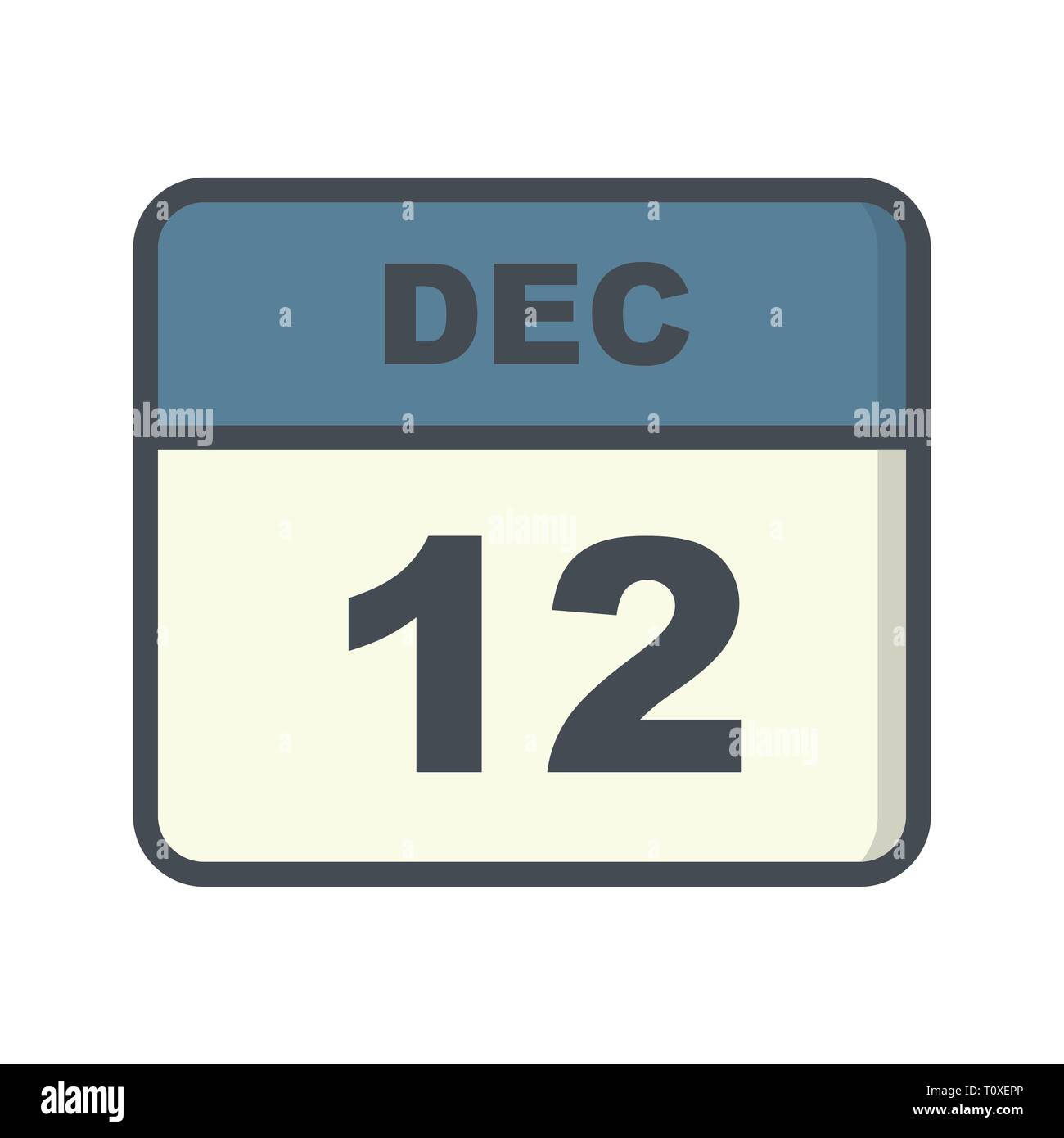 Dicembre xii data su un singolo giorno calendario Foto Stock