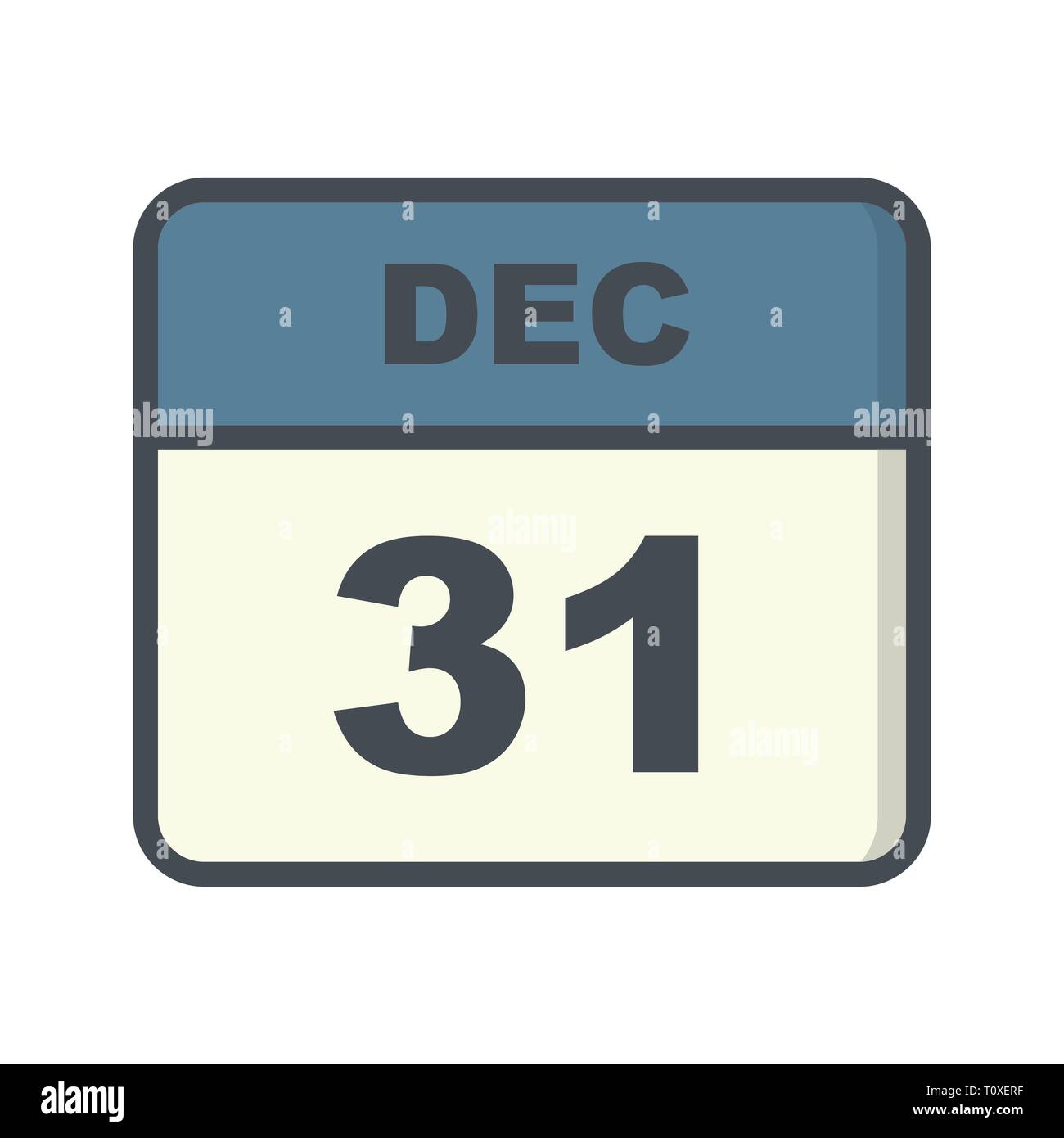 31 dicembre Data in un unico giorno calendario Foto Stock