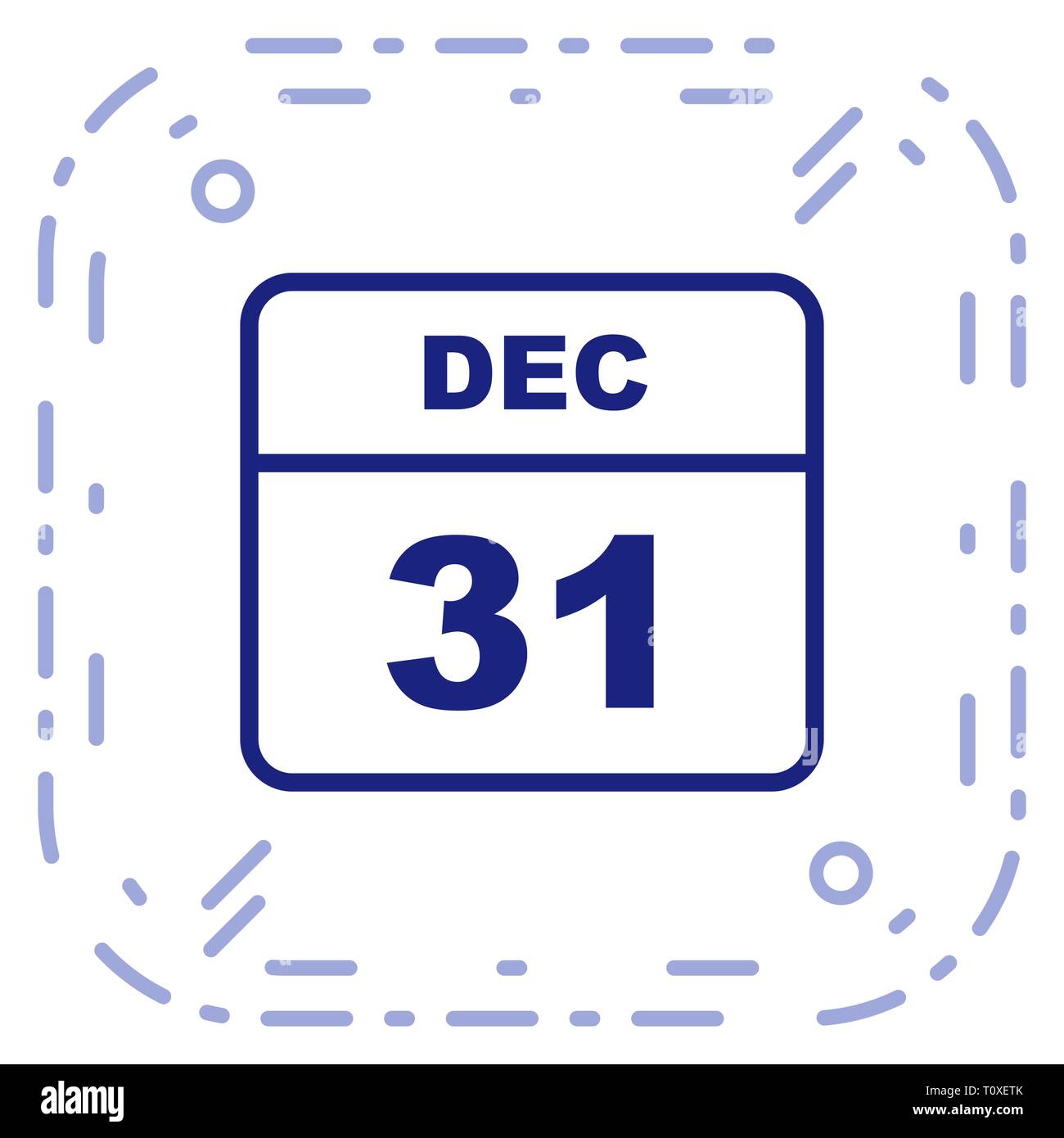 31 dicembre Data in un unico giorno calendario Foto Stock