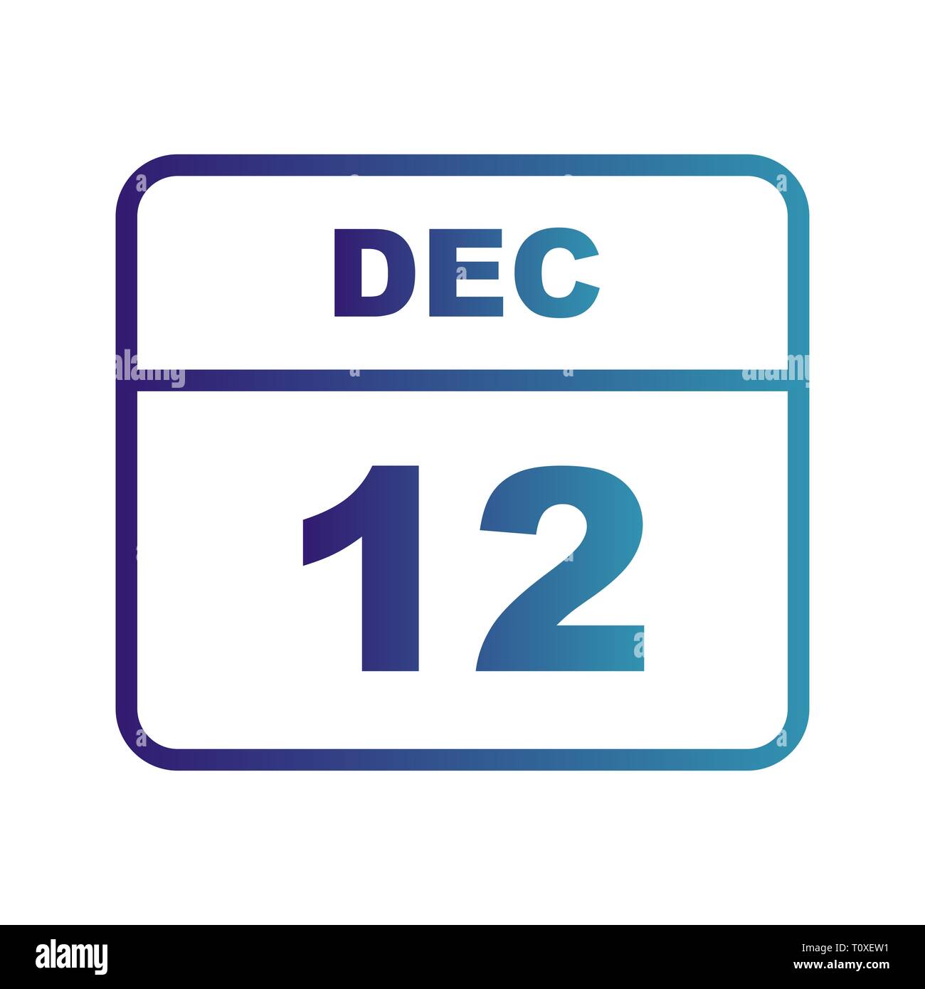 Dicembre xii data su un singolo giorno calendario Foto Stock