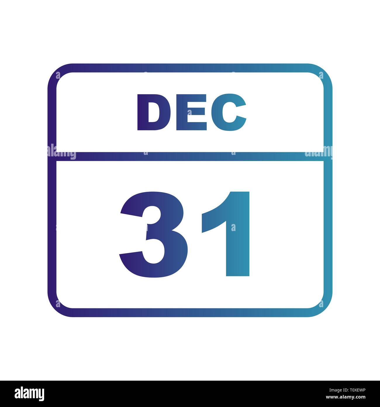 31 dicembre Data in un unico giorno calendario Foto Stock