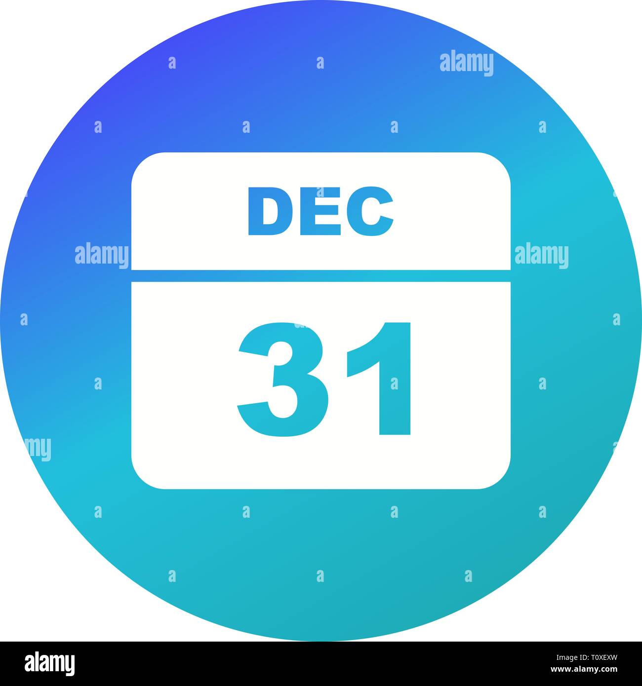 31 dicembre Data in un unico giorno calendario Foto Stock