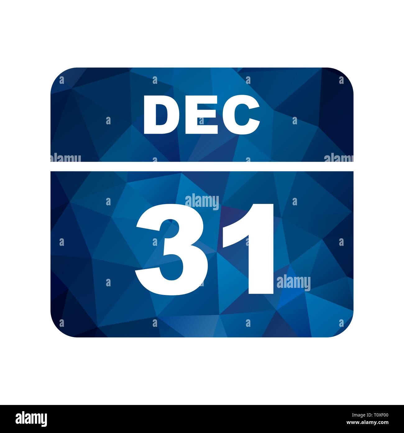 31 dicembre Data in un unico giorno calendario Foto Stock