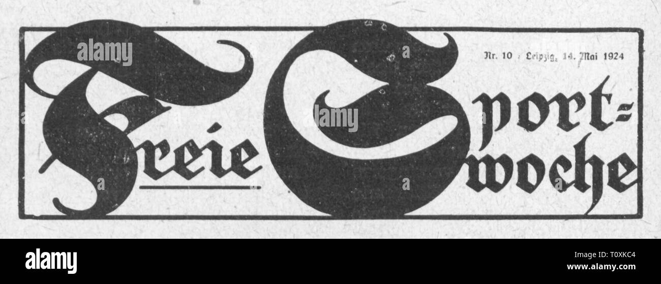Premere il tasto / media, riviste, " Freie Sportwoche', pagina anteriore, numero 10, Lipsia, 14.5.1924, Additional-Rights-Clearance-Info-Not-Available Foto Stock