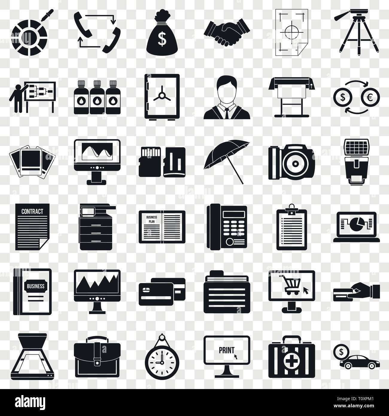 Dipartimento di Business set di icone, stile semplice Illustrazione Vettoriale