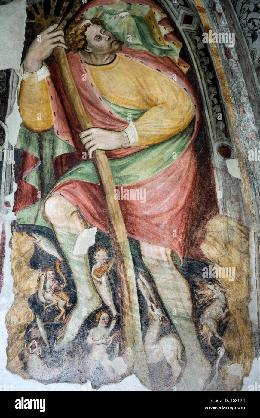 L'Italia, Trentino Alto Adige, Bressanone, affreschi nel chiostro della Cattedrale Foto Stock