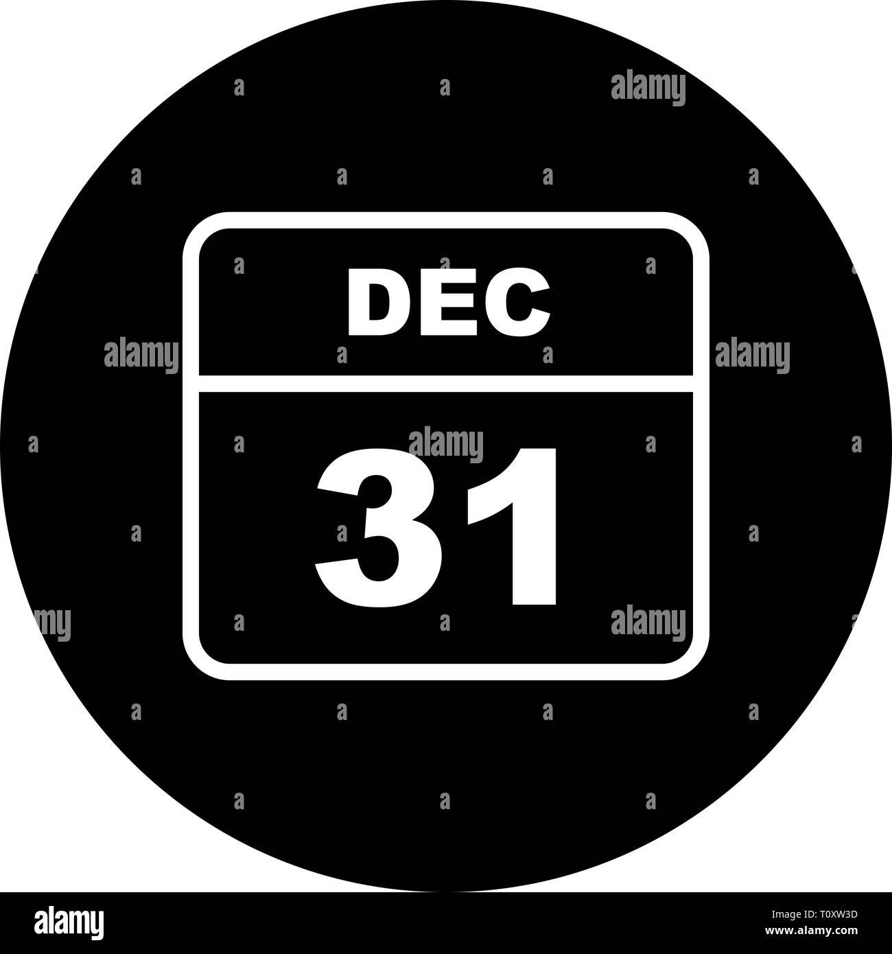 31 dicembre Data in un unico giorno calendario Foto Stock