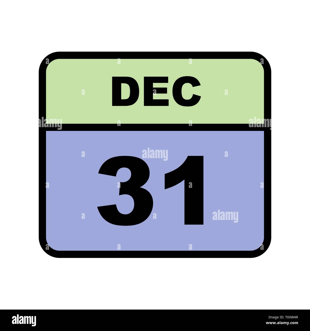 31 dicembre Data in un unico giorno calendario Foto Stock