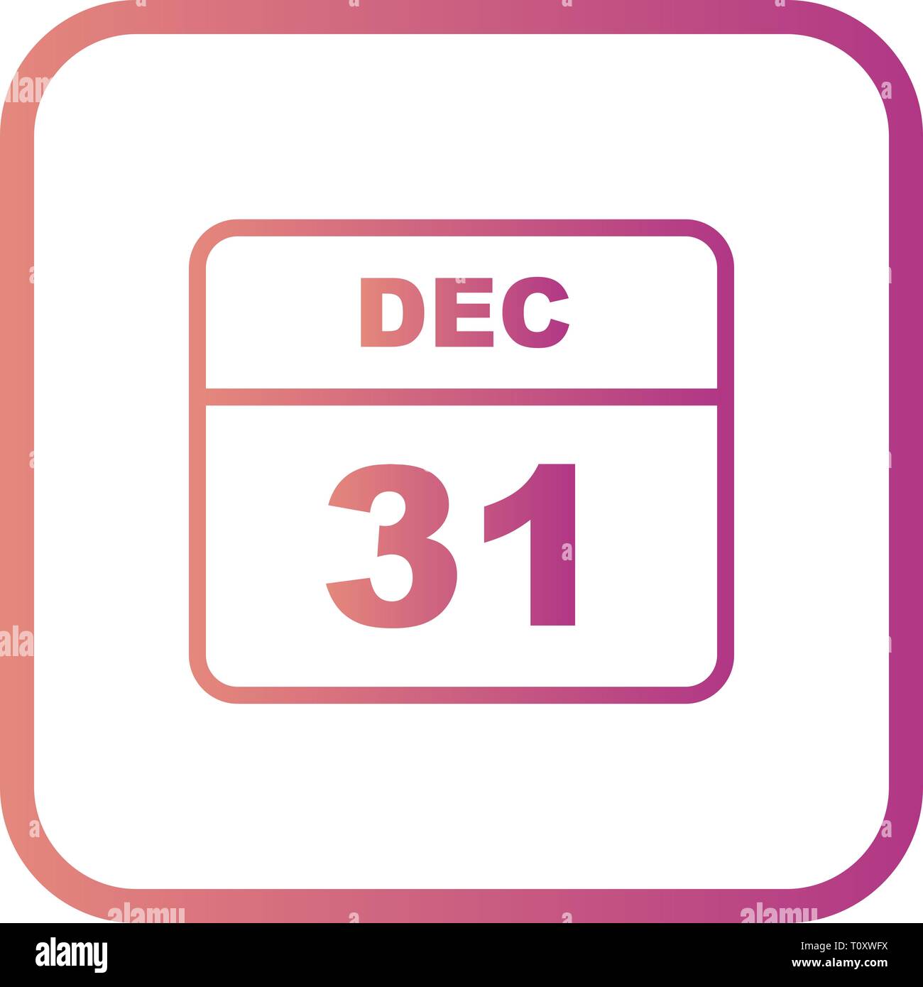 31 dicembre Data in un unico giorno calendario Foto Stock