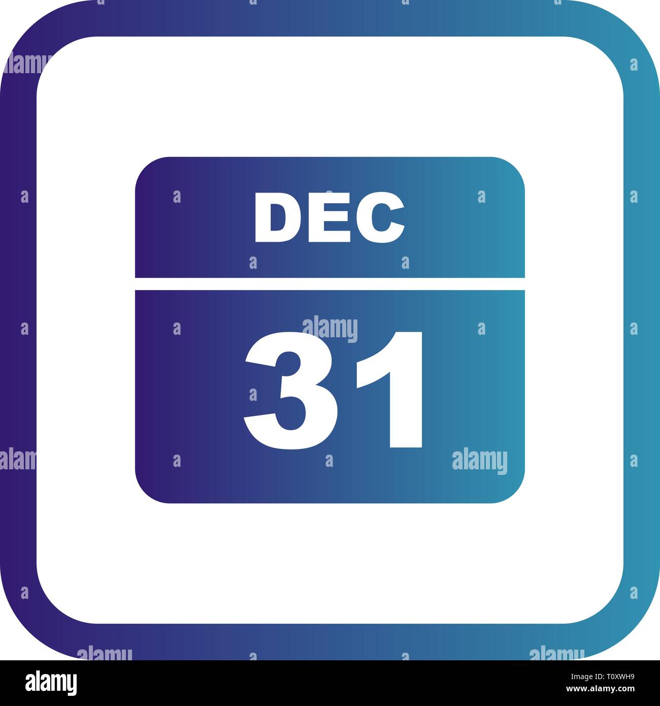 31 dicembre Data in un unico giorno calendario Foto Stock