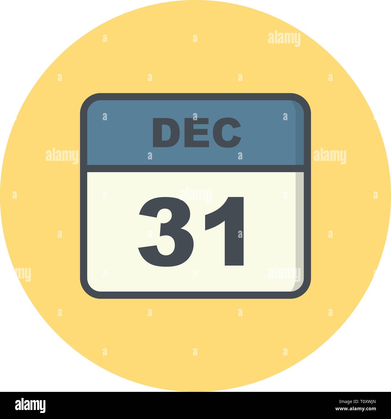 31 dicembre Data in un unico giorno calendario Foto Stock