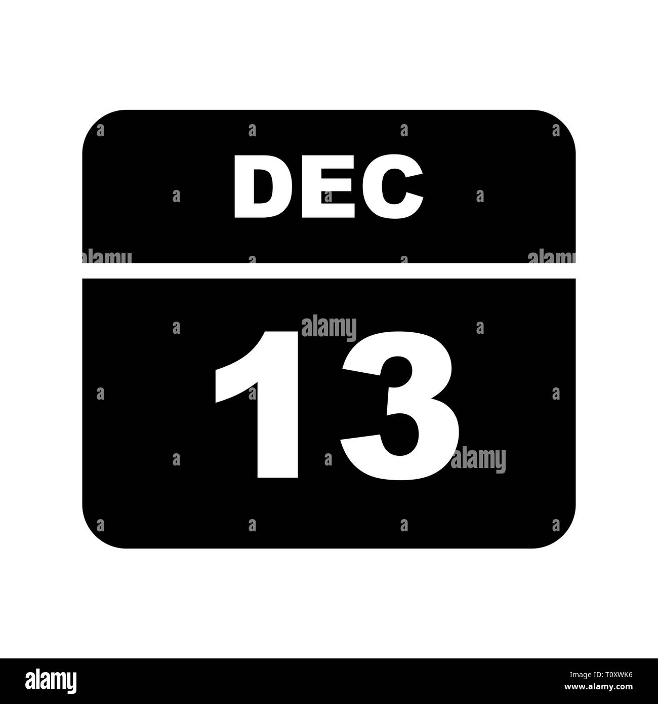 Dicembre xiii data su un singolo giorno calendario Foto Stock