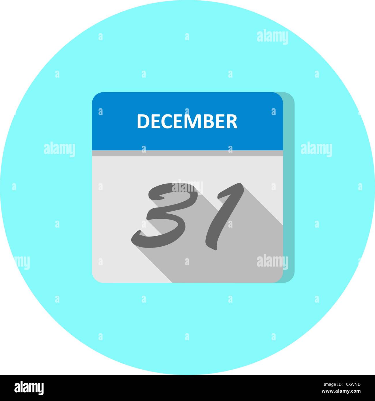 31 dicembre Data in un unico giorno calendario Foto Stock