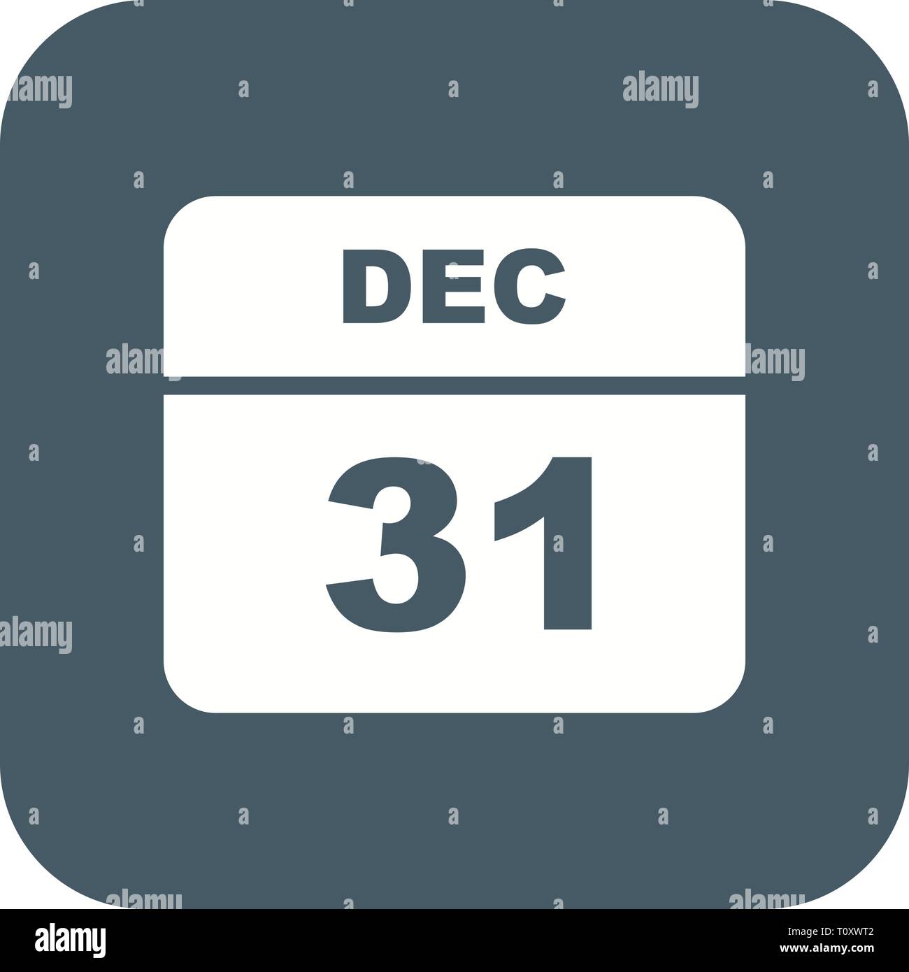 31 dicembre Data in un unico giorno calendario Foto Stock