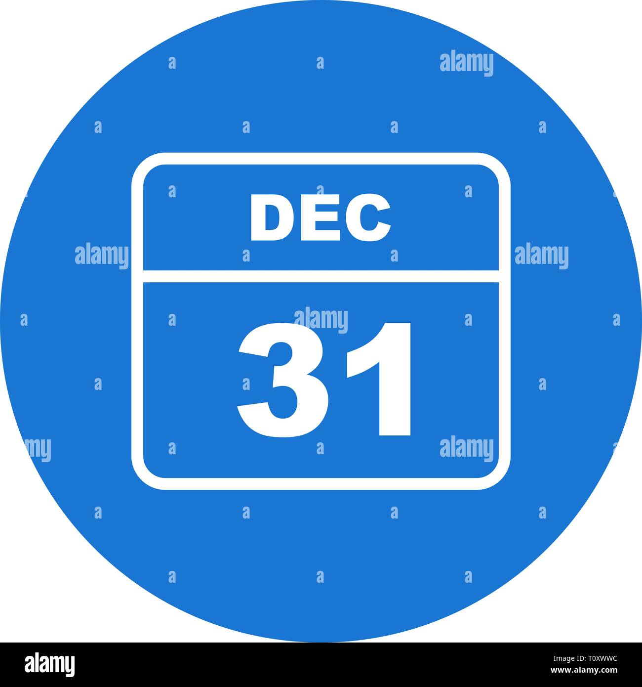 31 dicembre Data in un unico giorno calendario Foto Stock