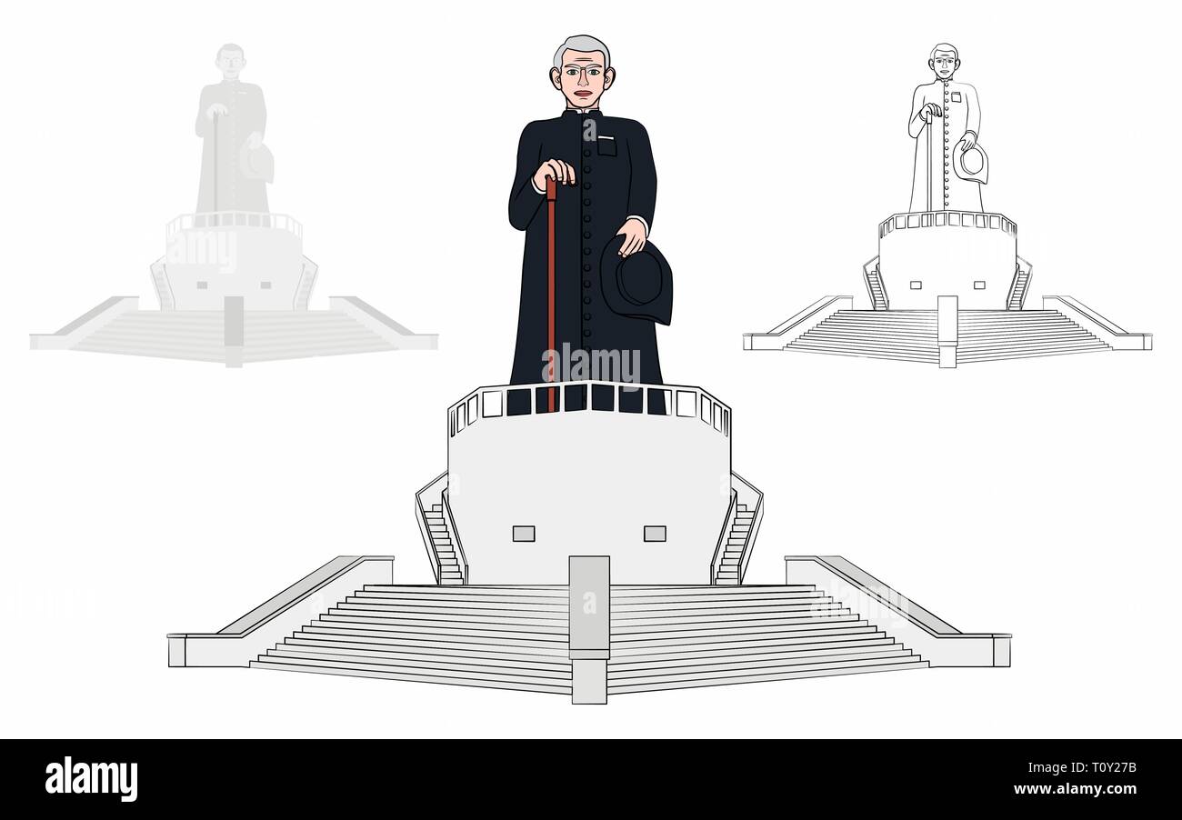 Statua e Museo vivente del brasiliano sacerdote cattolico Cicero Illustrazione Vettoriale