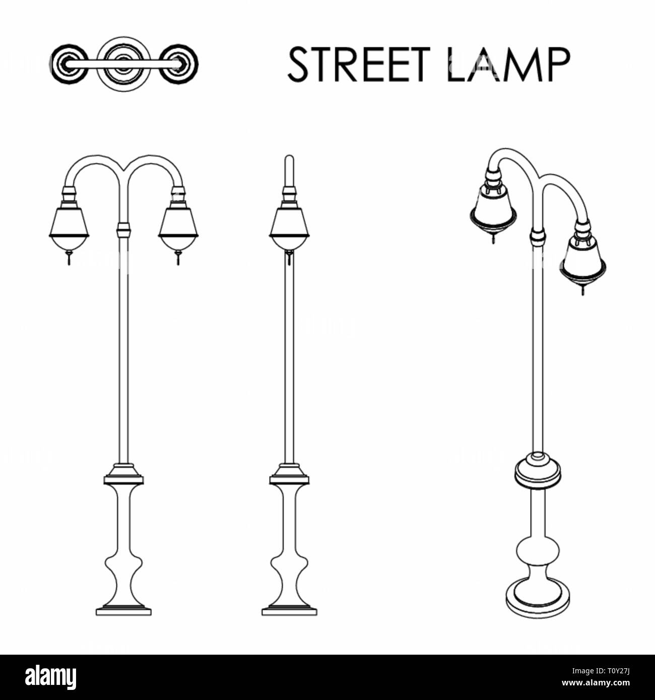 Lampada di strada solo il profilo. Illustrazione Vettoriale