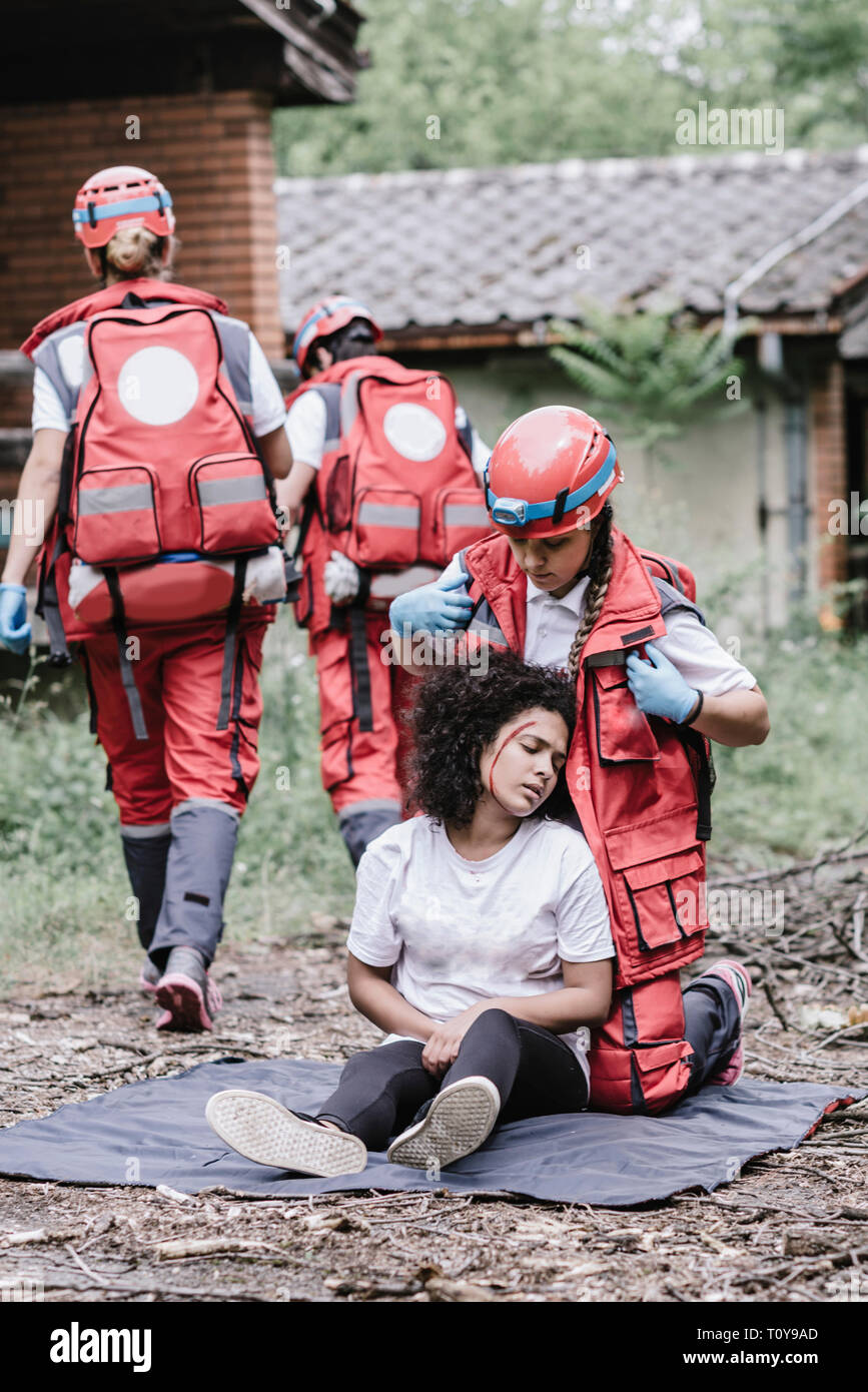 Disaster Relief team in azione. Foto Stock