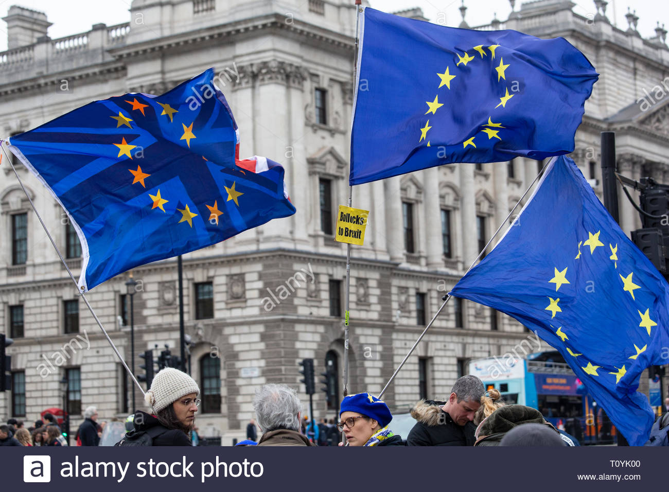 Londra, Regno Unito. 22 Mar, 2019. Un anti-Brexit protesta fu tenuto a Westminster oggi da un gruppo di persone pubblicità domani voto popolare marzo. Credito: Clearpix/Alamy Live News Foto Stock