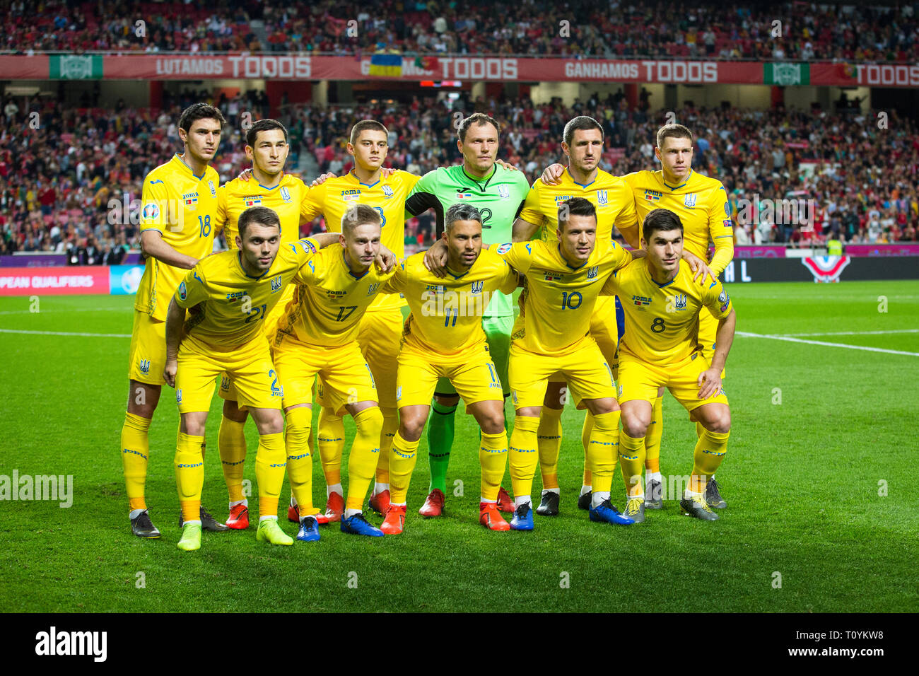 Team ucraino durante le qualificazioni - Gruppo B di Euro 2020 partita di  calcio tra il Portogallo vs Ucraina. (Punteggio finale: Portogallo 0 - 0  Ucraina Foto stock - Alamy