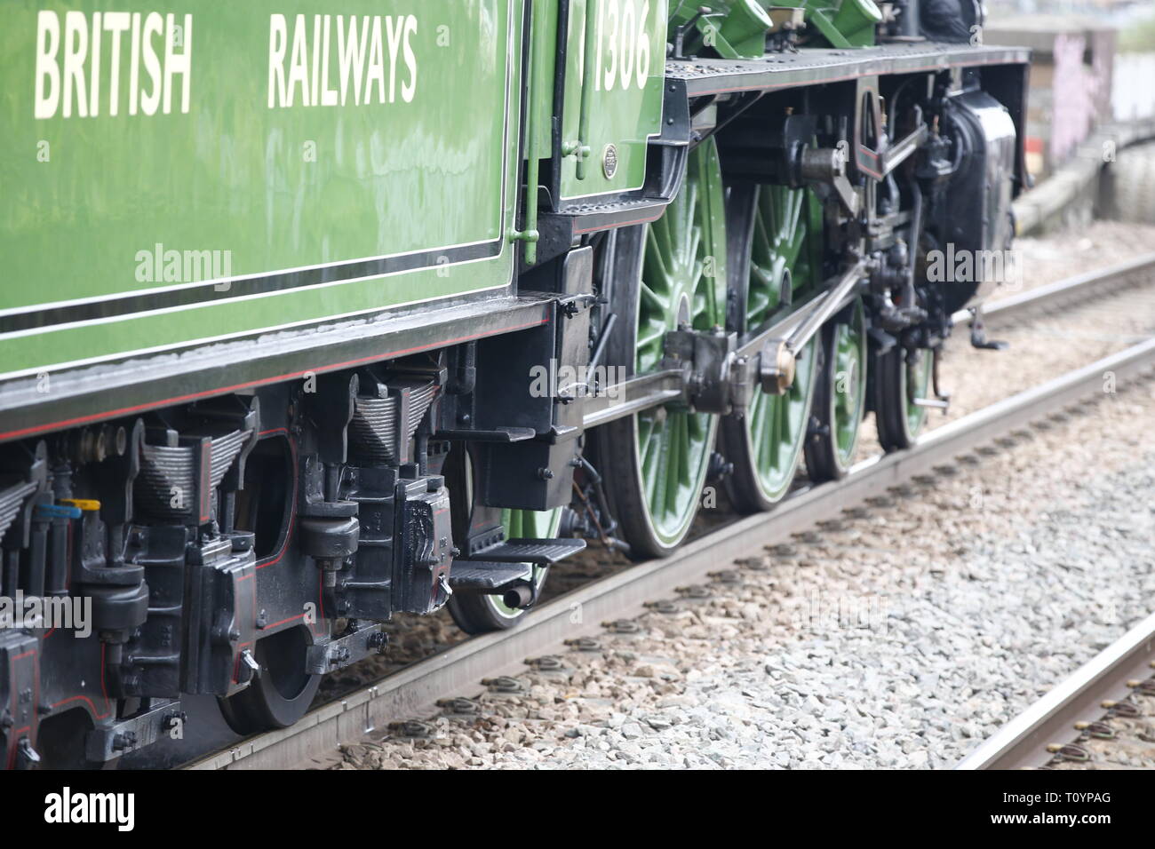 Rainham, Regno Unito. 23 marzo, 2019. Mayflower attraversando il paese di Essex lato e fermandosi a Rainham Essex stazione. Il Mayflower 61306 è uno dei due sopravvissuti di B1 locomotive classe fu costruito per il London & North Eastern Railway, 61306 Mayflower è uno dei due sopravvissuti di B1 classe locomotive. Il B1's erano concepiti come il traffico misto di locomotori in grado di tirare express treni passeggeri nonché il traffico merci. Come potente, andare ovunque i motori, il B1's ha lavorato in tutta la maggior parte del Regno Unito della rete ferroviaria da East Anglia in Scozia. Credit: Azione Foto Sport/Alamy Live News Foto Stock