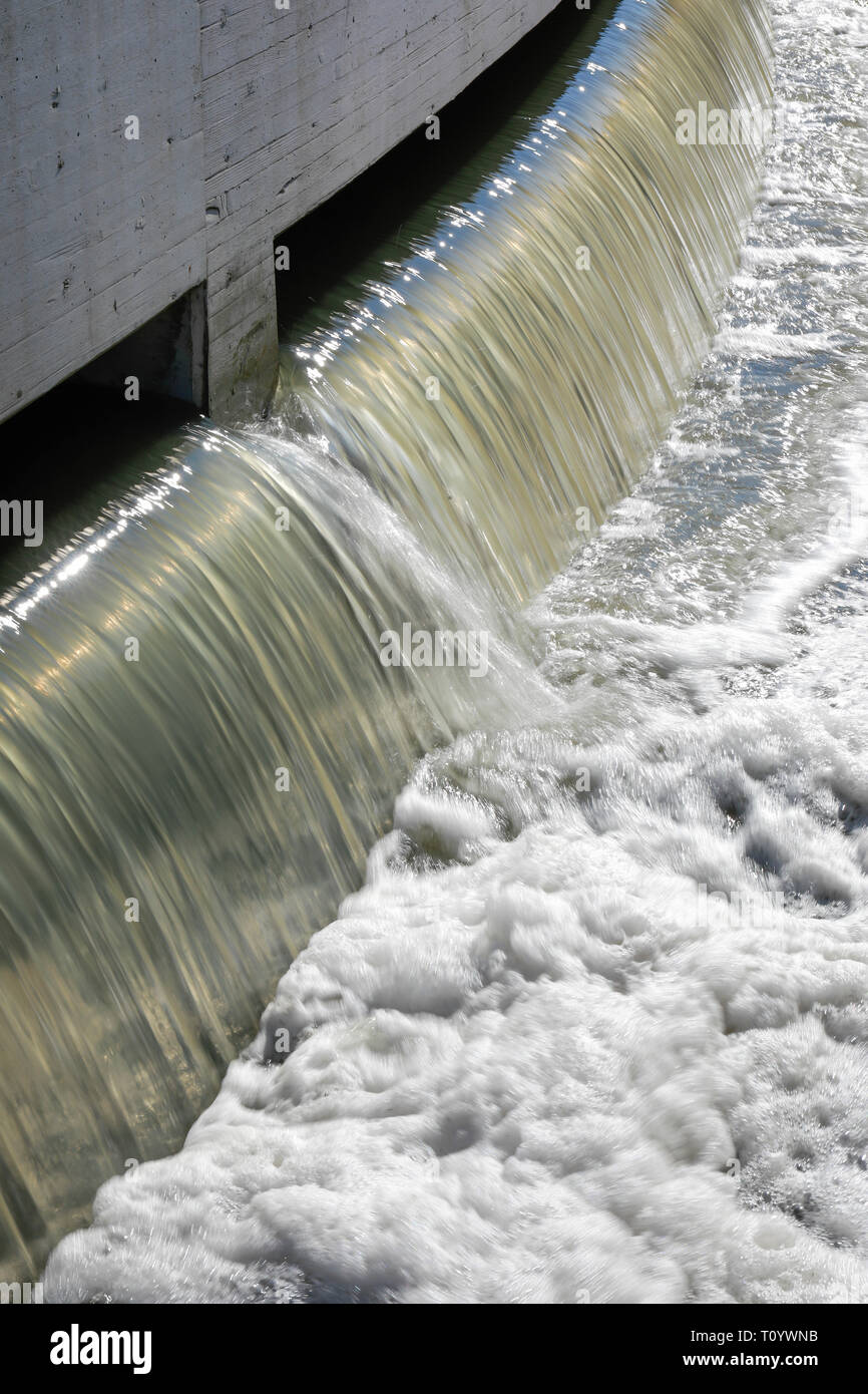 Germania - trattamento delle acque reflue, qui in via preliminare chiarificatore del bacino di un impianto di depurazione delle acque reflue è trattati meccanicamente. Moderno s Foto Stock