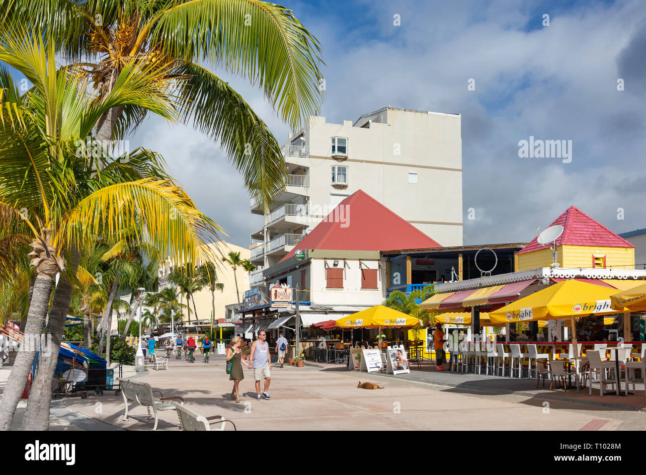 Il Boardwalk, Philipsburg, St Maarten, Saint Martin, Piccole Antille, dei Caraibi Foto Stock