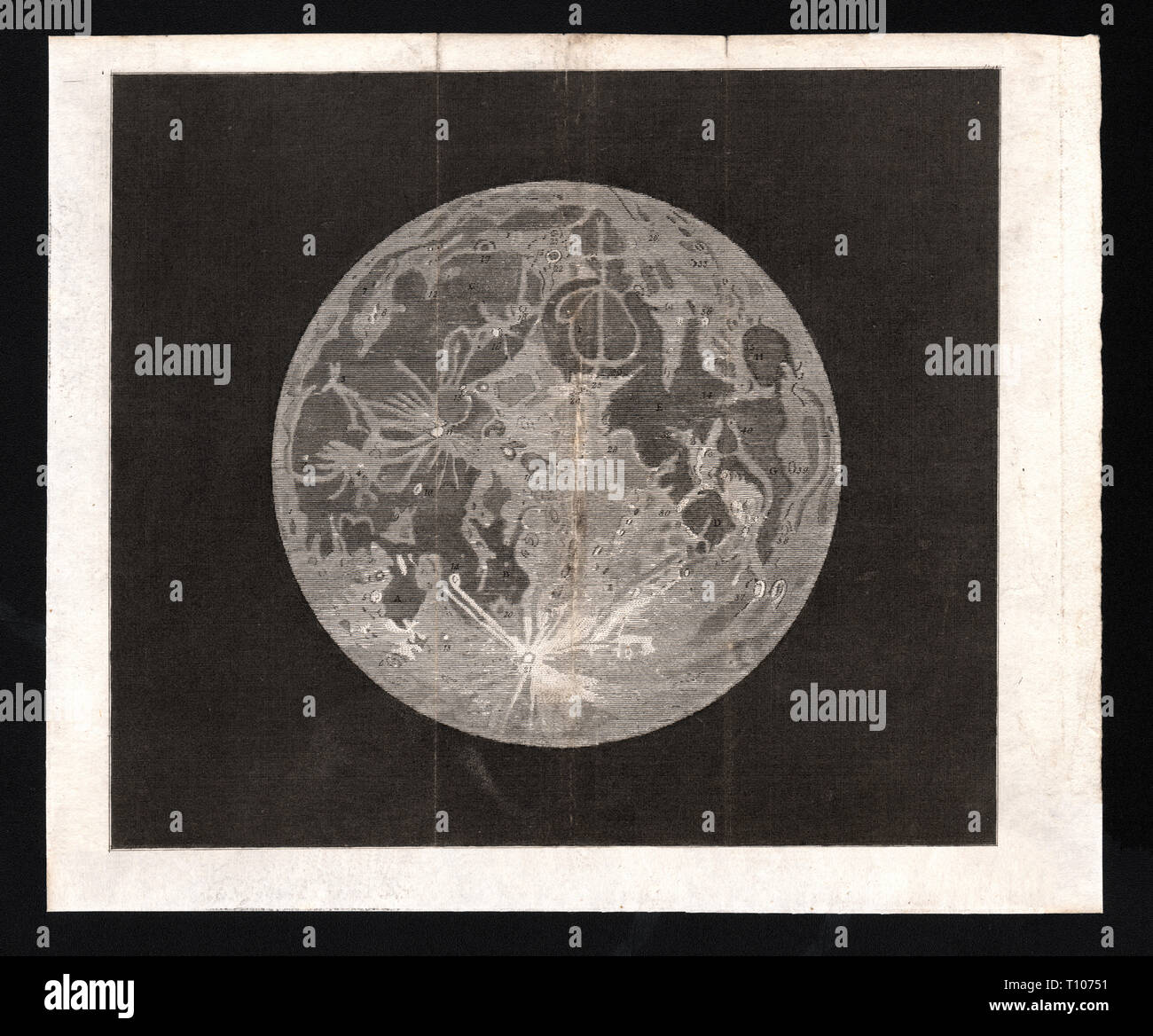 1804 Astronomia Stampa sulla Luna come visto attraverso un telescopio - Digitally Enhanced versione Foto Stock