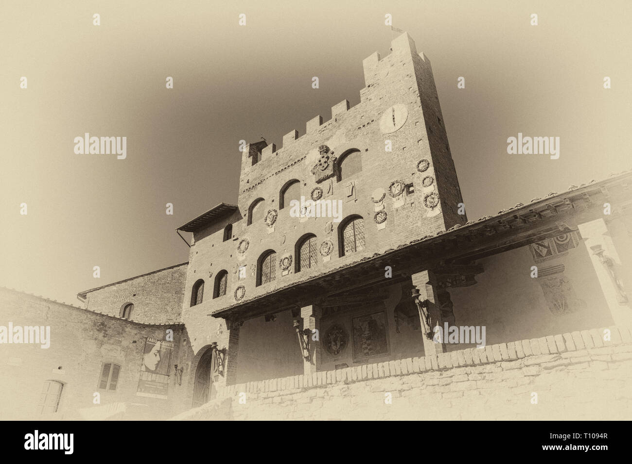 Certaldo, una città e comune della Toscana, Italia, nella Città Metropolitana di Firenze, nel mezzo della Valdelsa. Foto Stock