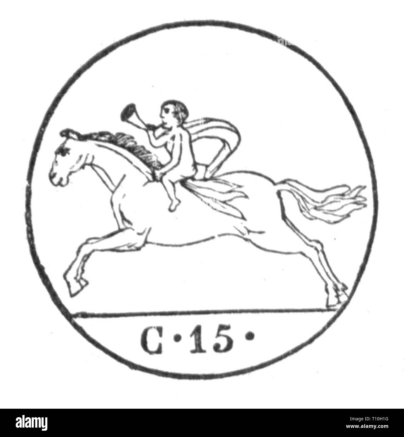 Mail, farà fede il timbro postale, Italia, Regno di Sardegna, 1820, artista del diritto d'autore non deve essere cancellata Foto Stock