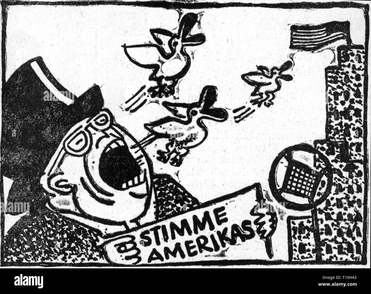 La politica, la caricatura, "Voice of America", disegno del 'Trybuna', da: 'Vorwaerts', volume, numero 225, Additional-Rights-Clearance-Info-Not-Available Foto Stock