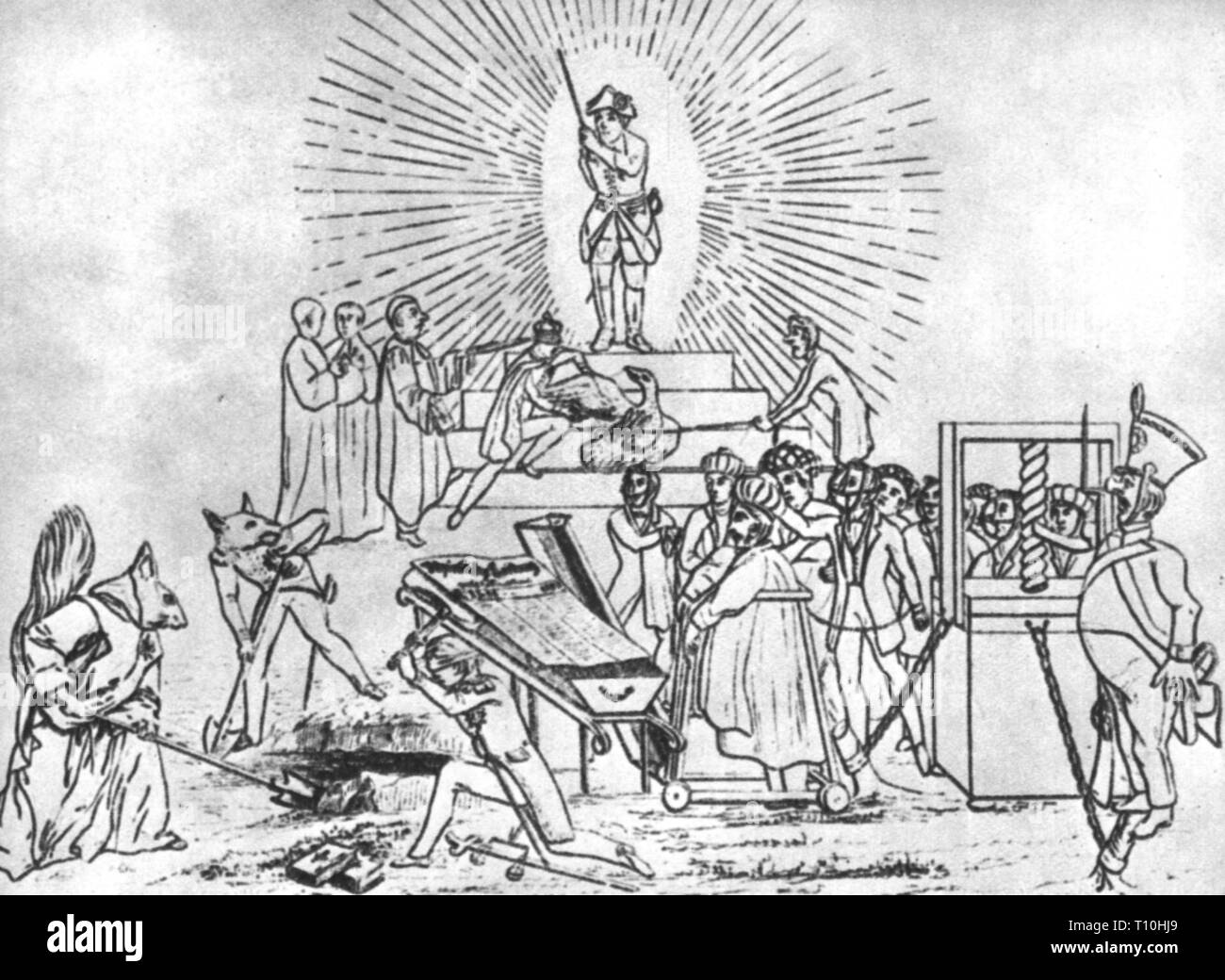 Premere il tasto / media, riviste, caricatura, la sepoltura del 'Rheinische Zeitung, disegno, 1843, Additional-Rights-Clearance-Info-Not-Available Foto Stock