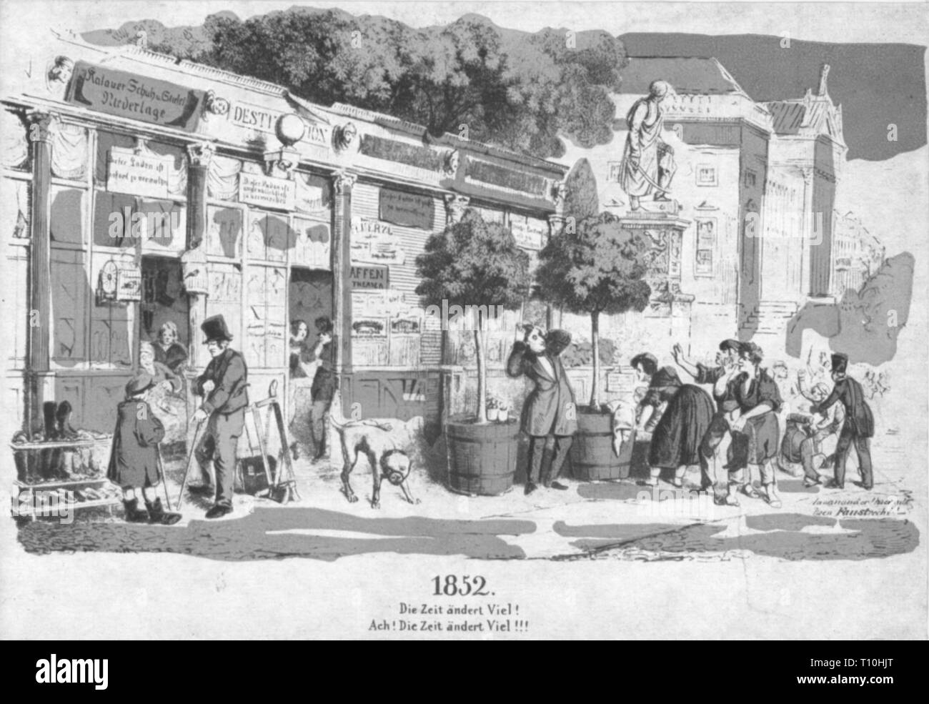 Geografia / viaggi, Germania, Berlino, scene di strada, Unter den Linden, il disegno colorato, 1852, Additional-Rights-Clearance-Info-Not-Available Foto Stock