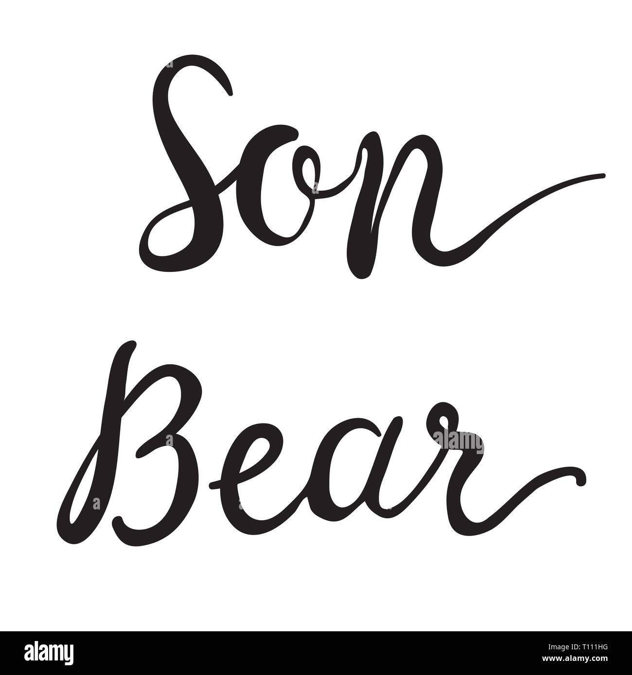 Vettore della scheda Messaggi di saluto per Tag regalo Decor. Figlio Bear Illustrazione Vettoriale