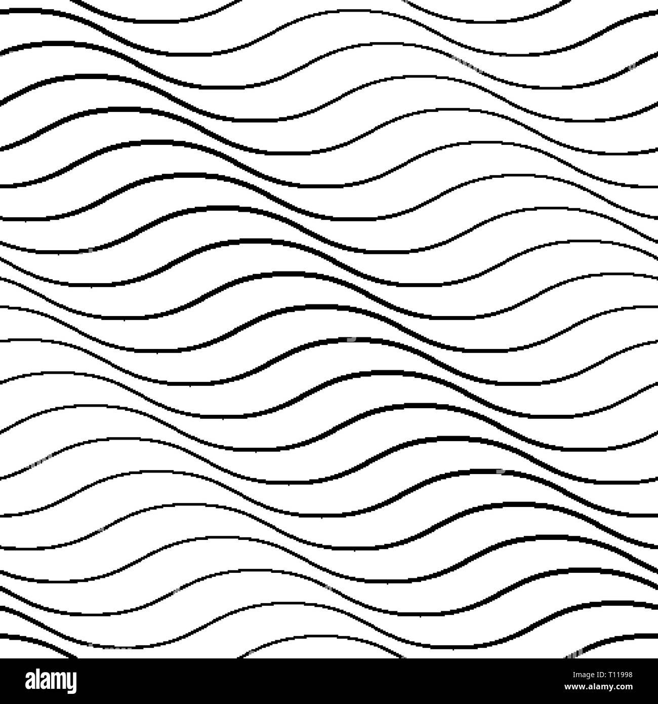 Seamless ondulata. Illusione ottica di movimento. Linee lisce sfondo Illustrazione Vettoriale