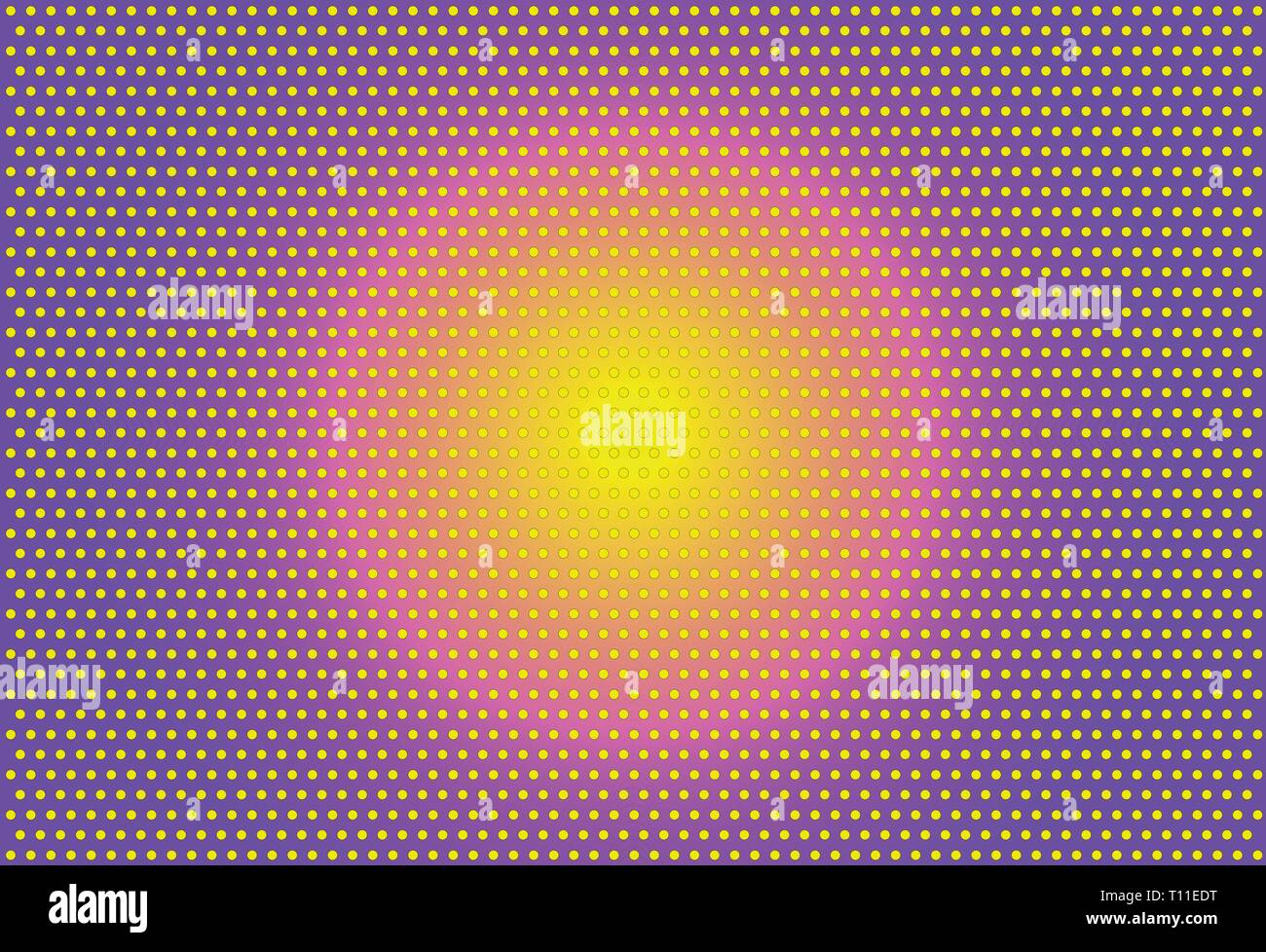 PopArt spotted violet sfondo giallo tratteggiato giallo Illustrazione Vettoriale