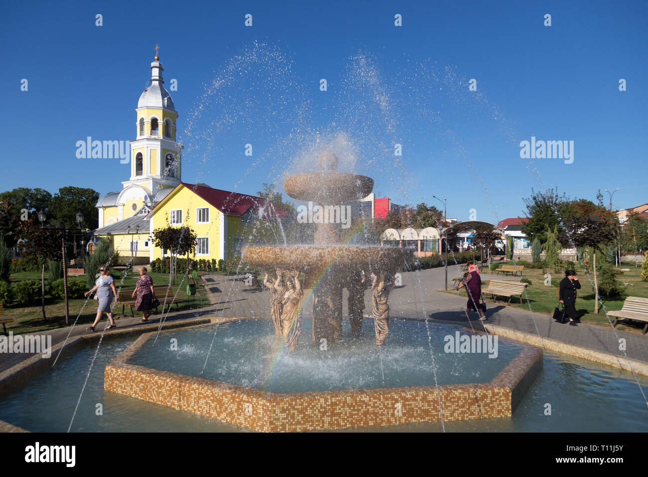 31.08.2016, Comrat, Gagauzia, Moldavia - La torre campanaria della chiesa russo-ortodossa cattedrale. La regione autonoma della Gagauzia ha ricevuto un ampio grado di aut Foto Stock