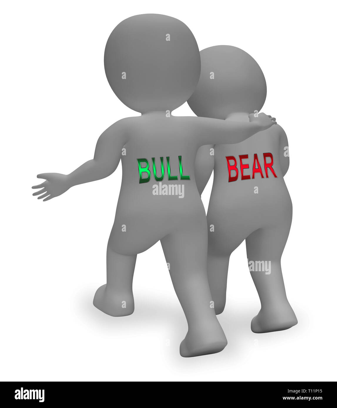 Bull vs recare mercato uomini mezzo utile o la perdita commerciale di investimento. Forex azioni o i mercati obbligazionari 3d illustrazione Foto Stock