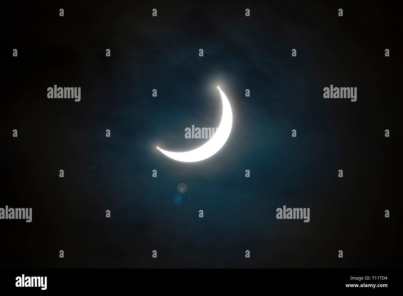 La luna. Lunar Eclipse visto dalla Gran Bretagna il 20 marzo 2015. Foto Stock