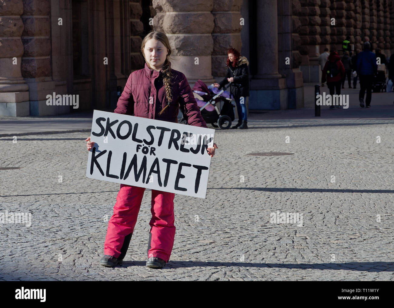Stoccolma, Svezia. 22 marzo, 2019. Clima svedese Greta attivista Thunberg dimostrando a Stoccolma il venerdì. Foto Stock