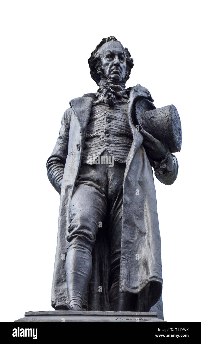 Madrid, Spagna - Settembre 12th, 2018: statua in bronzo di Francisco de Goya, accanto al Museo del Prado di Madrid, Spagna, isolato su bianco Foto Stock