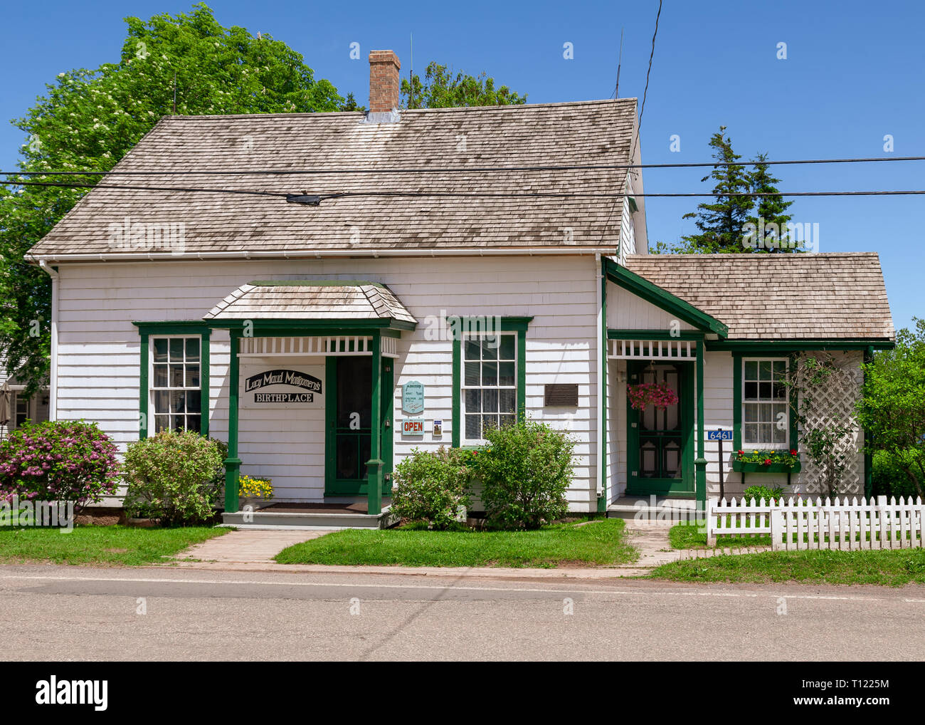 Luogo di nascita di Lucy Maud Montgomery, autore di Anne di Green Gables, in New London, Prince Edward Island, Canada. Foto Stock