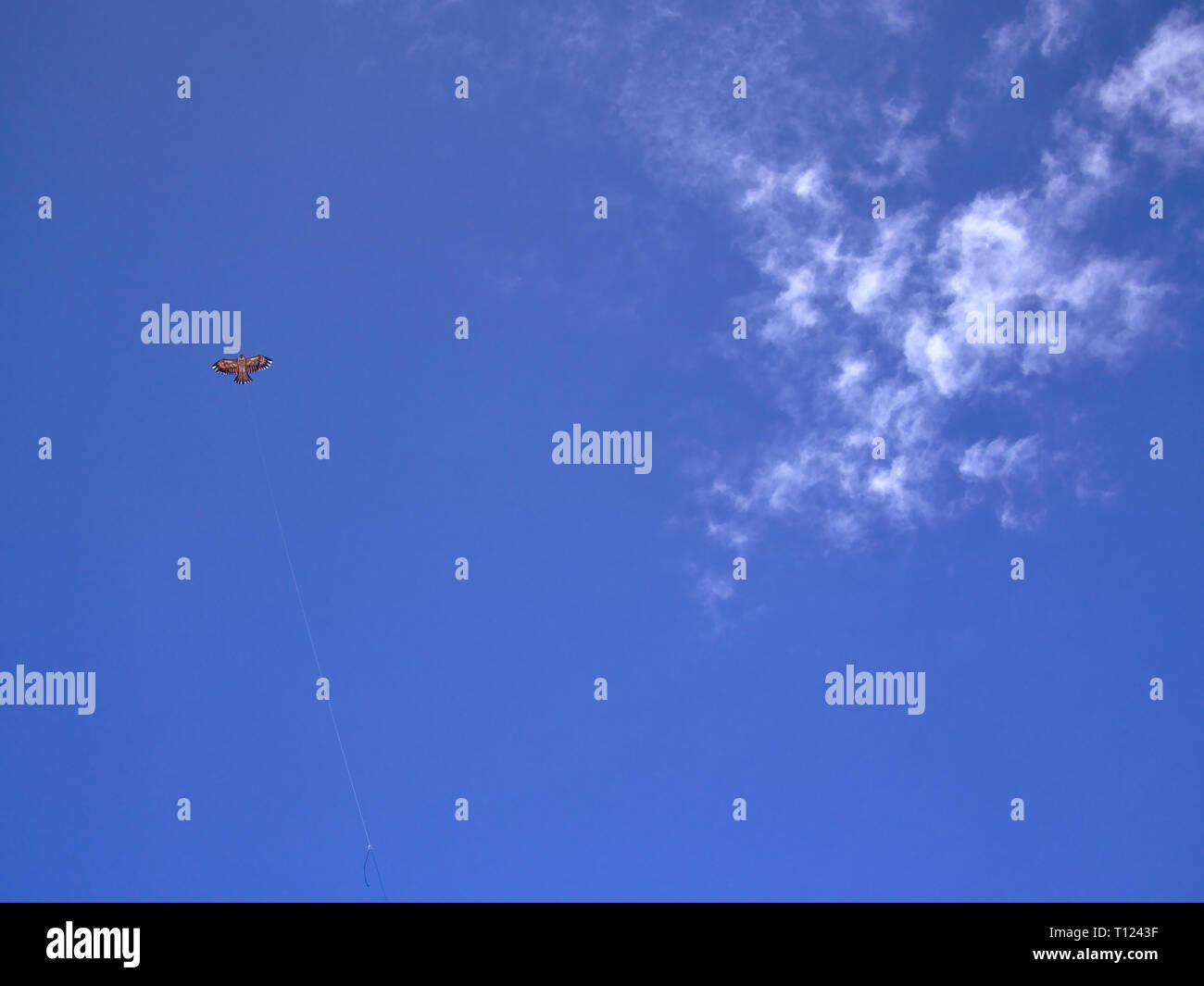 Aquiloni, profondo cielo blu con alcune nuvole. Pulire lunedì festivo. Atene, Grecia 2019. Foto Stock