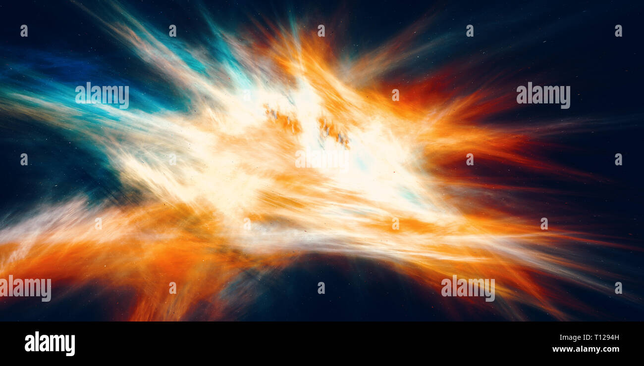 Colorata miscela di energia nello spazio, generato dal computer sfondo astratto, rendering 3D Foto Stock