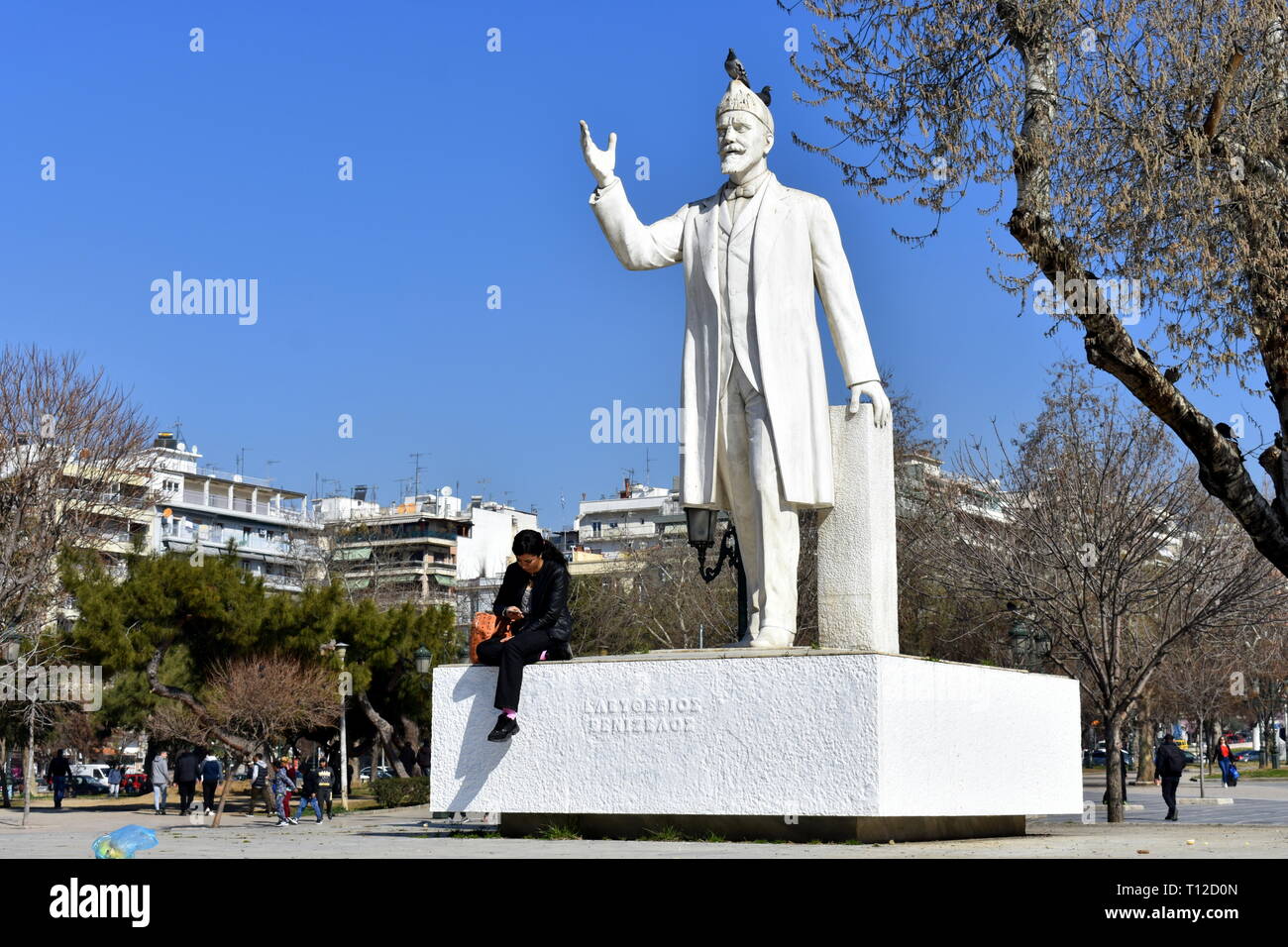 Statua di Eleftherios Venizelos, Aristotelous Plaza, Salonicco, Grecia Foto Stock